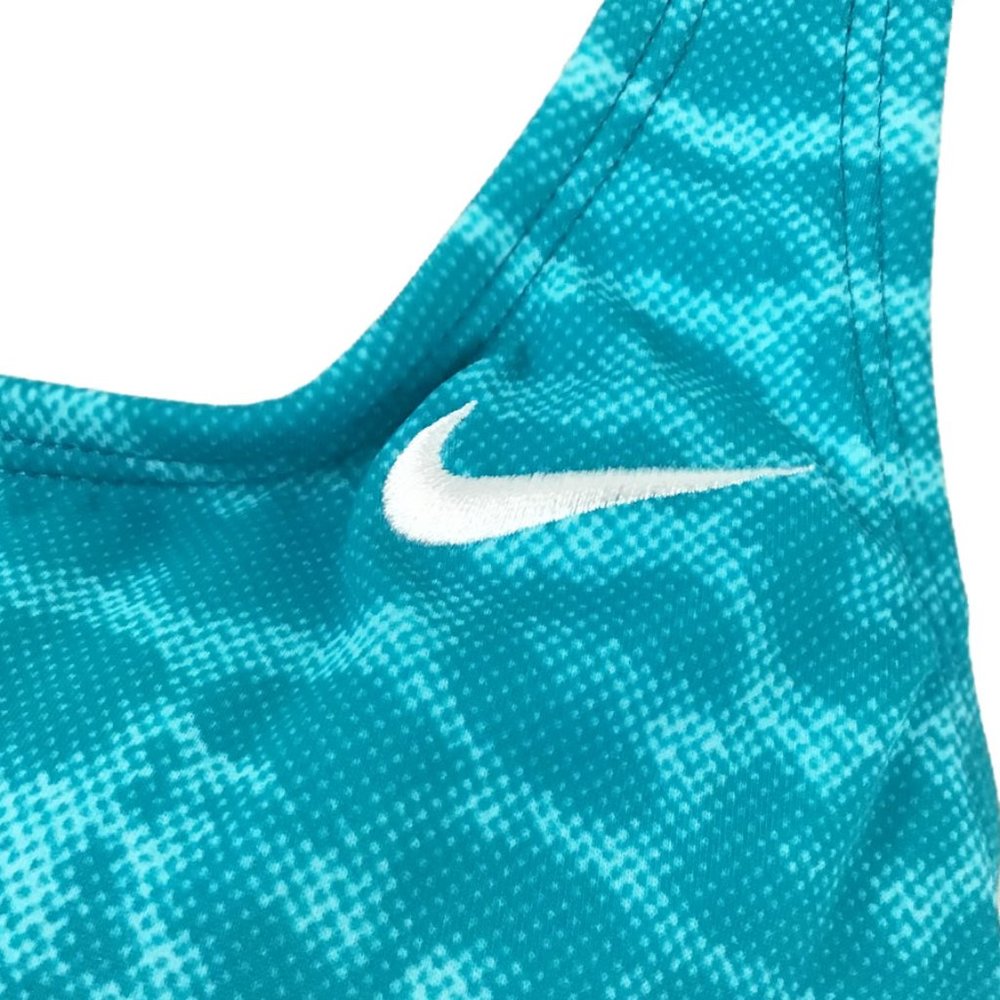 NIKE Blue Cheeta Print Padded Bra One Piece Bathing Suit NWOT - Picture 3 of 10
